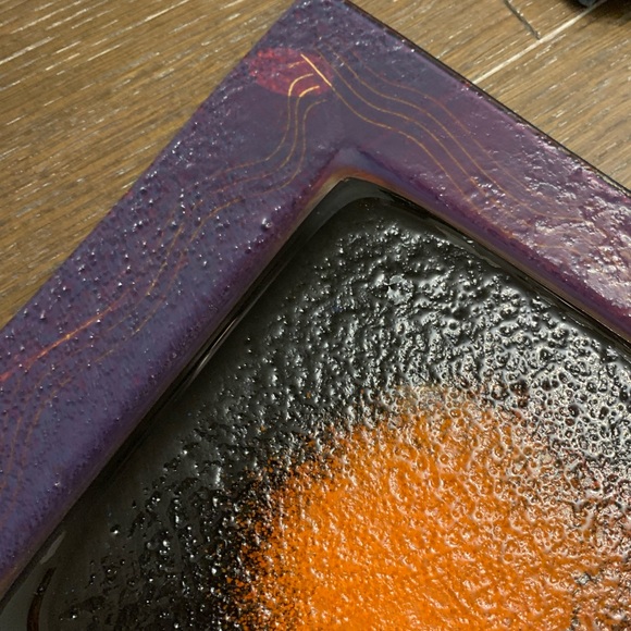 Fused Art Glass 10 3/4” Square Hand Made Hanna Bahral  Jerusalem Israel - Picture 7 of 8